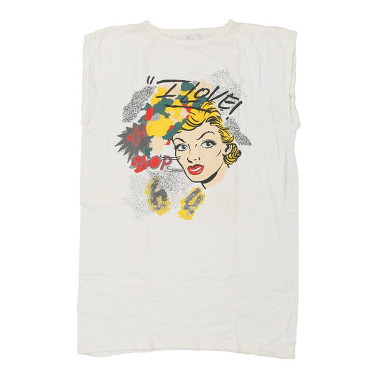 Vintage Unbranded Graphic T-Shirt Dress - XL White Cotton