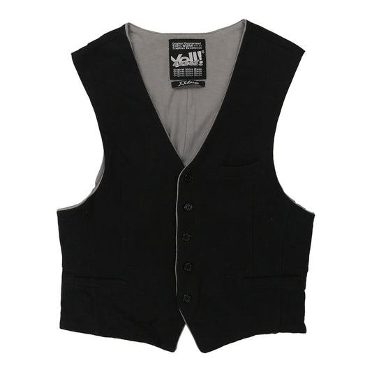Vintage Yell! Waistcoat - 2XL Black Cotton