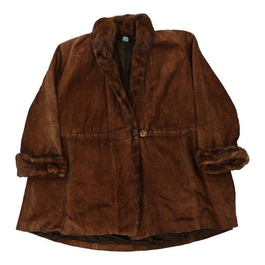 Vintage Unbranded Sheepskin Jacket - Large Brown Suede