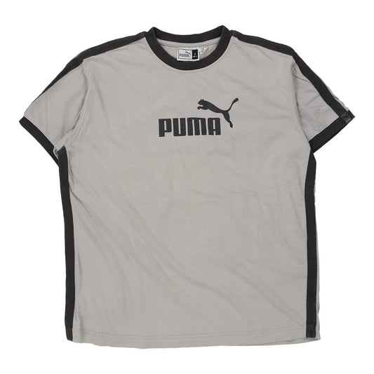 Vintage Puma Spellout T-Shirt - Large Grey Cotton