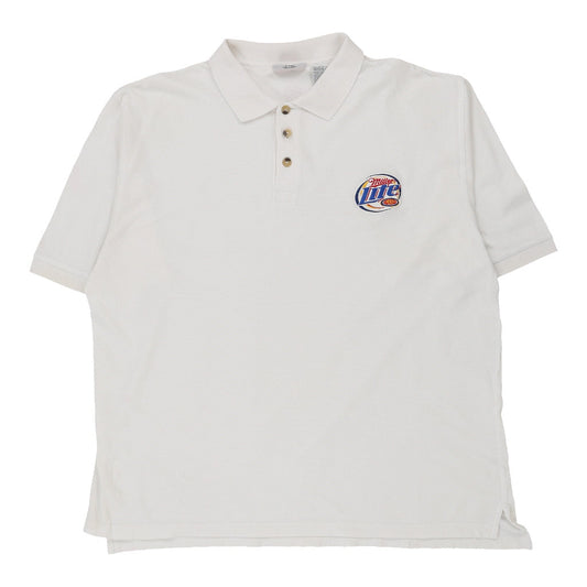 Vintage white Miller Lite Chase Authentics Polo Shirt - mens x-large