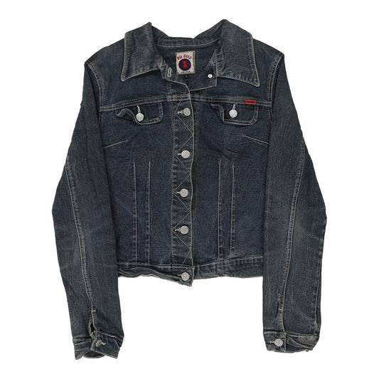 Vintage Pit Stop Denim Jacket - Large Blue Cotton