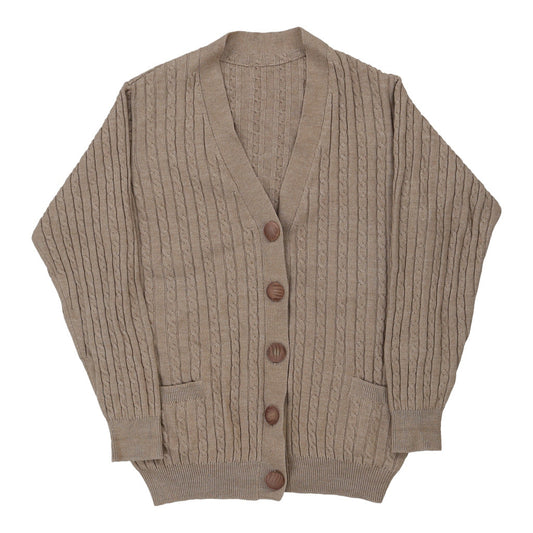 Vintage Unbranded Cardigan - Large Beige Cotton