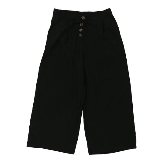 Vintage 3/4 Length Terranova Wide Leg Trousers - Small Black Cotton