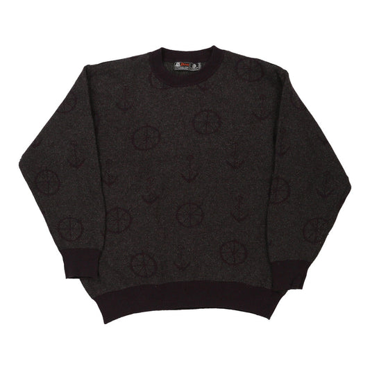Vintage Desen Jumper - XL Brown Wool