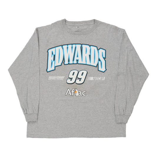 Vintage Edwards Nascar Long Sleeve T-Shirt - Large Grey Cotton