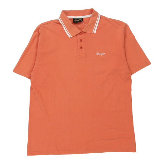 Vintage Wrangler Polo Shirt - Medium Orange Cotton