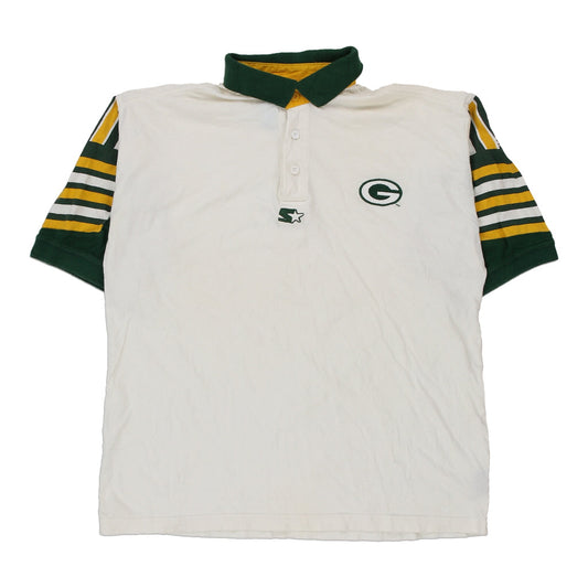 Vintage white Green Bay Packers Starter Polo Shirt - mens large