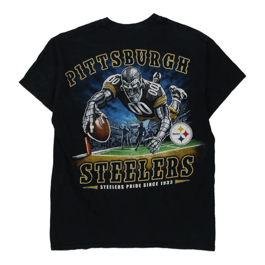 Vintage black Pittsburgh Steelers Majestic T-Shirt - mens medium