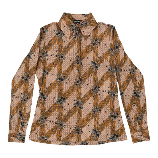 Vintage Galleria Floral Patterned Shirt - XS Brown Polyester Blend