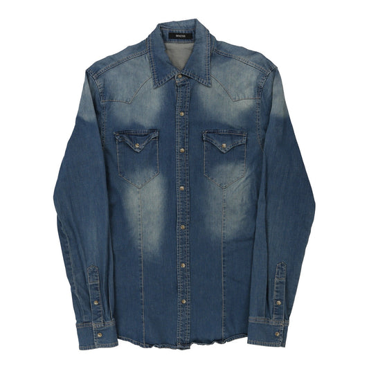 Vintage Invictus Denim Shirt - Medium Blue Cotton