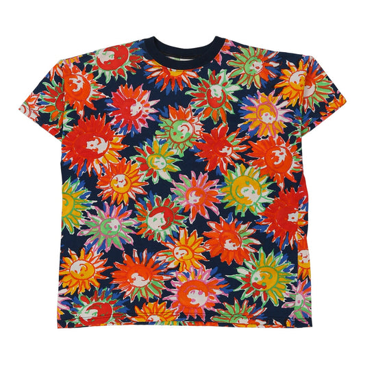 Vintage Age 12 Benetton Floral T-Shirt - Large Multicoloured Cotton