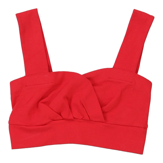 Vintage Express Tricot Cropped Top - Medium Red Cotton
