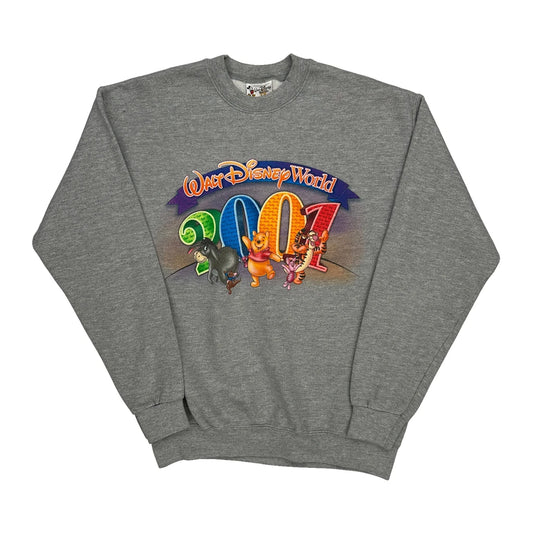 Walt Disney World 2001 Disney Cartoon Sweatshirt - Medium Grey Cotton Blend
