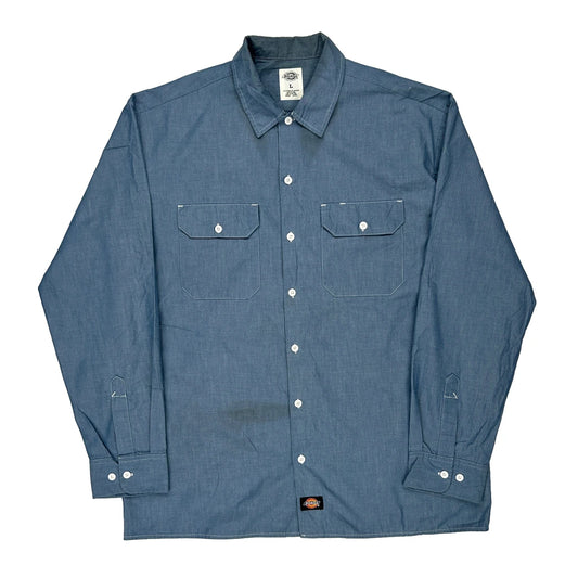 Dickies Shirt - Large Blue Cotton Blend