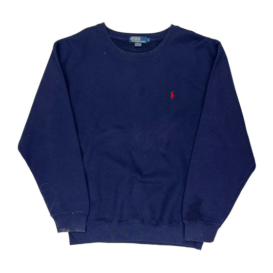 Polo By Ralph Lauren Long Sleeve T-Shirt - Large Navy Cotton Blend