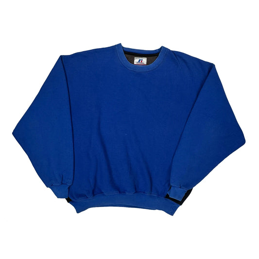 Blank Russell Athletic Sweatshirt - XL Blue Cotton Blend