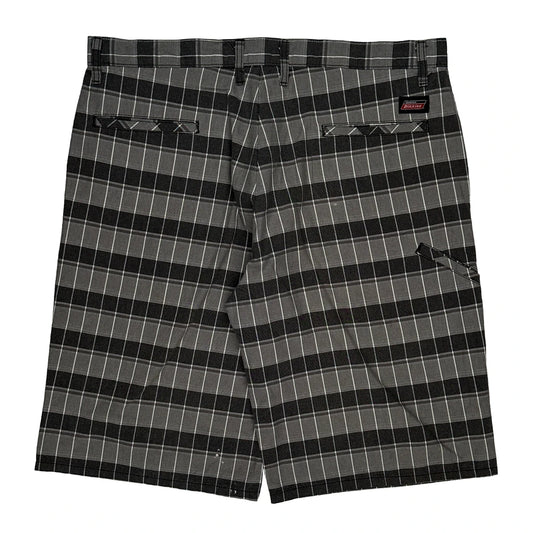 Dickies Checked Shorts - 36W 12L Grey Cotton Blend
