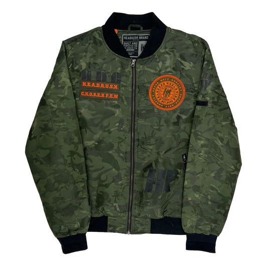 Chosen Few Headrush Ma1 Camo Bomber Jacket - Large Green Polyester