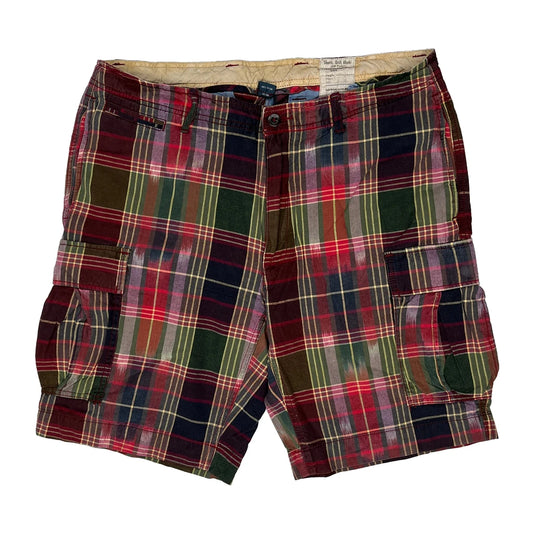 Plaid Pattern Polo By Ralph Lauren Checked Cargo Shorts - 34W 10L Multicoloured Cotton