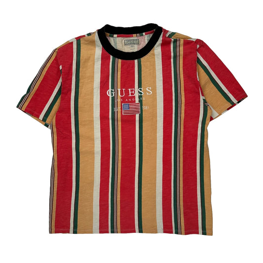 Guess Striped T-Shirt - Large Multicoloured Cotton