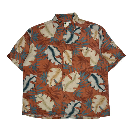 Banana Cabana Floral Hawaiian Shirt - XL Brown Silk