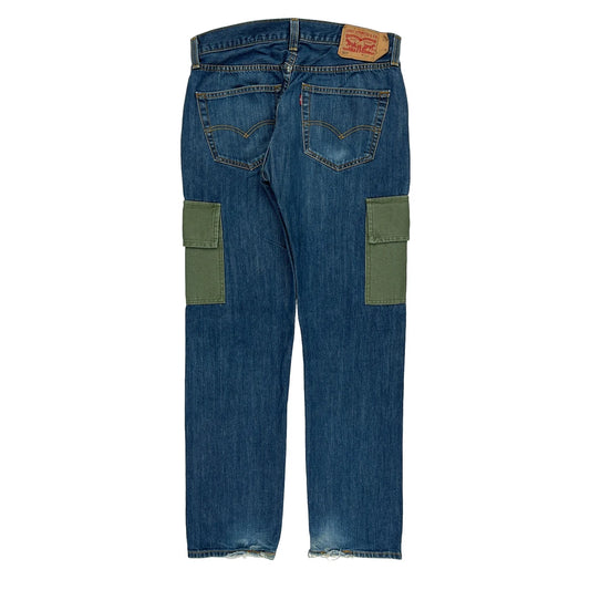 501 Levis Cargo Trousers - 32W 31L Blue Cotton