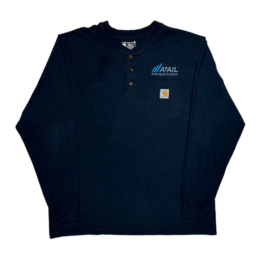 Vintage Switchgear Systems Carhartt Long Sleeve T-Shirt - Large Navy Cotton