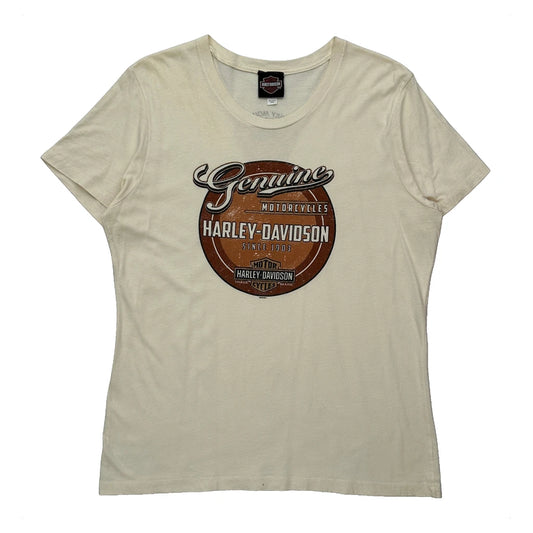 Smoky Mountain Harley Davidson Graphic T-Shirt - 2XL Cream Cotton