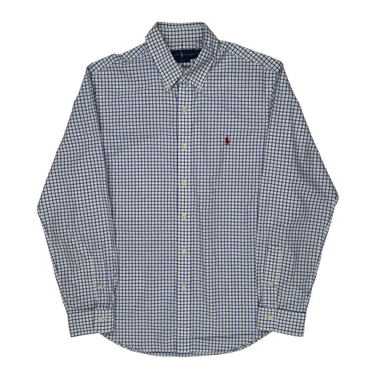Checked Ralph Lauren Slim Fit Shirt - Large Blue Cotton