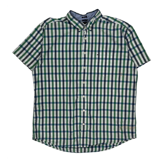 Tommy Hilfiger Checked Short Sleeve Shirt - XL Green Cotton