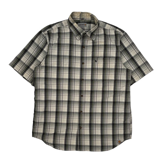 Carhartt Checked Short Sleeve Shirt - Large White Cotton