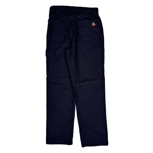 Vintage Workwear Cargo Trousers - 28W 32L Navy Cotton Blend