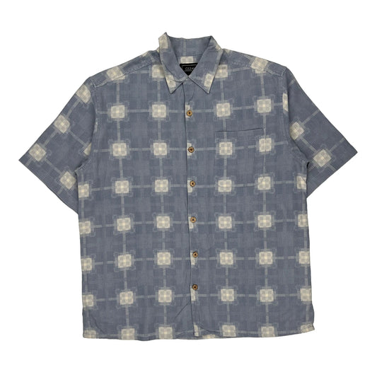 Cezani Short Sleeve Shirt - Large Blue Silk