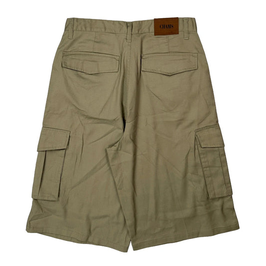 Vintage Chams Cargo Shorts - 32W 11L Beige Cotton