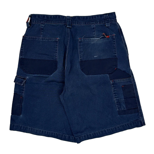 Hard Yaka Baggy Carpenter Shorts - 30W 10L Blue Cotton