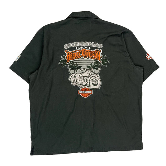 St. Thomas U.S.V.I. Harley Davidson Graphic Short Sleeve Shirt - XL Black Polyester Blend