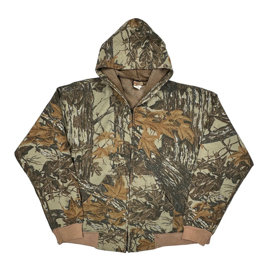 Vintage Sports Afield Full Zip Camo Hoodie - 2XL Brown Cotton Blend