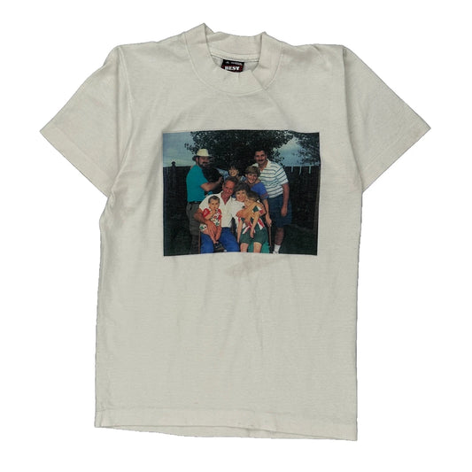 Family Photo Fruit Of The Loom Single Stitch T-Shirt - Small White Cotton Blend