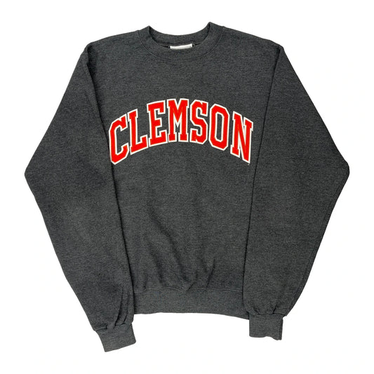 Clemson Champion College Sweatshirt - Small Grey Cotton Blend