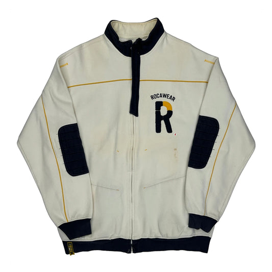 Rocawear Spellout Track Jacket - Large Cream Cotton
