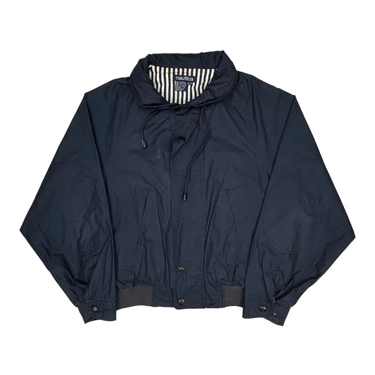 Vintage Nautica Striped Windbreaker - XL Navy Cotton