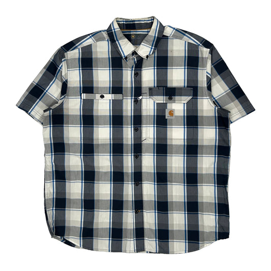 Carhartt Checked Short Sleeve Shirt - XL Blue Cotton