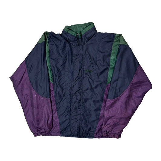 Vintage Asics Oversized Windbreaker - Medium Navy Nylon