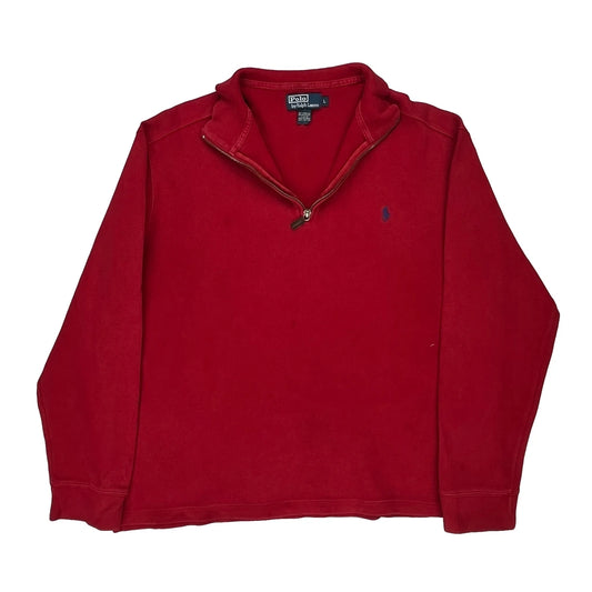 Polo By Ralph Lauren 1/4 Zip - Large Red Cotton