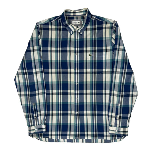 Lacoste Checked Shirt - XL Blue Cotton