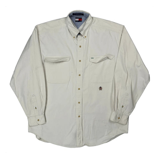 Vintage Tommy Hilfiger Shirt - Large Cream Cotton