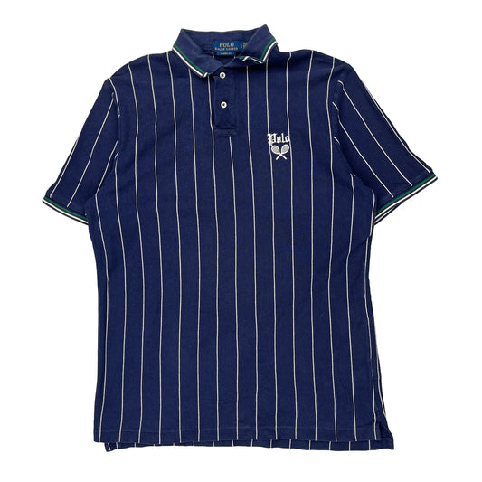 Polo By Ralph Lauren Striped Polo Shirt - Large Blue Cotton