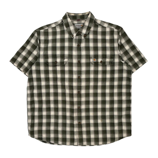 Carhartt Checked Short Sleeve Shirt - XL Grey Cotton