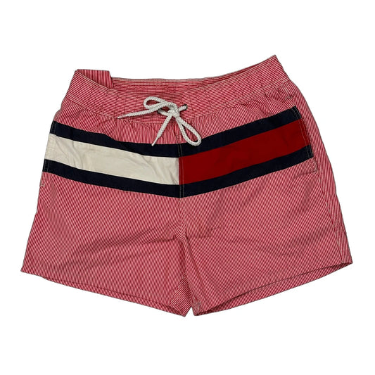 Vintage Tommy Hilfiger Striped Swim Shorts - Medium Red Cotton